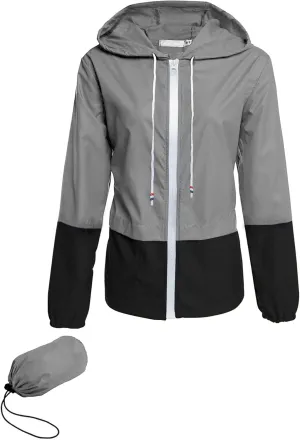 Avoogue Raincoat Women Lightweight Waterproof Rain Jackets Packable Outdoor Hooded Windbreaker