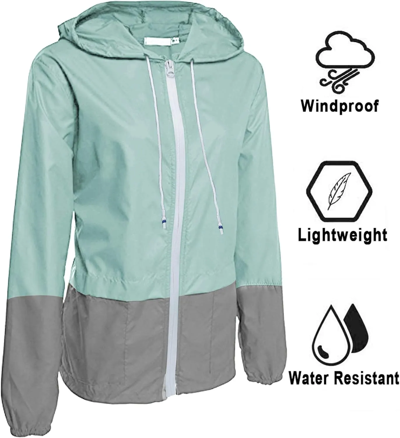 Avoogue Raincoat Women Lightweight Waterproof Rain Jackets Packable Outdoor Hooded Windbreaker