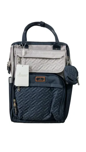 BabbleRoo Diaper Bag Backpack, WideTop, Grey Blue