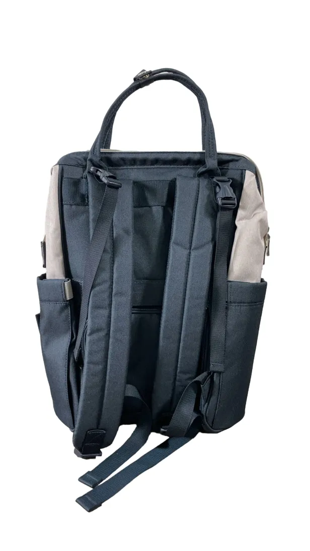 BabbleRoo Diaper Bag Backpack, WideTop, Grey Blue