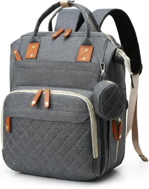 Baby Diaper Bag, Diaper Backpack with 16 Compartments,Large Capacity Baby Bag with Stroller Strap, Mommy Bag with USB Charging Port,Gray