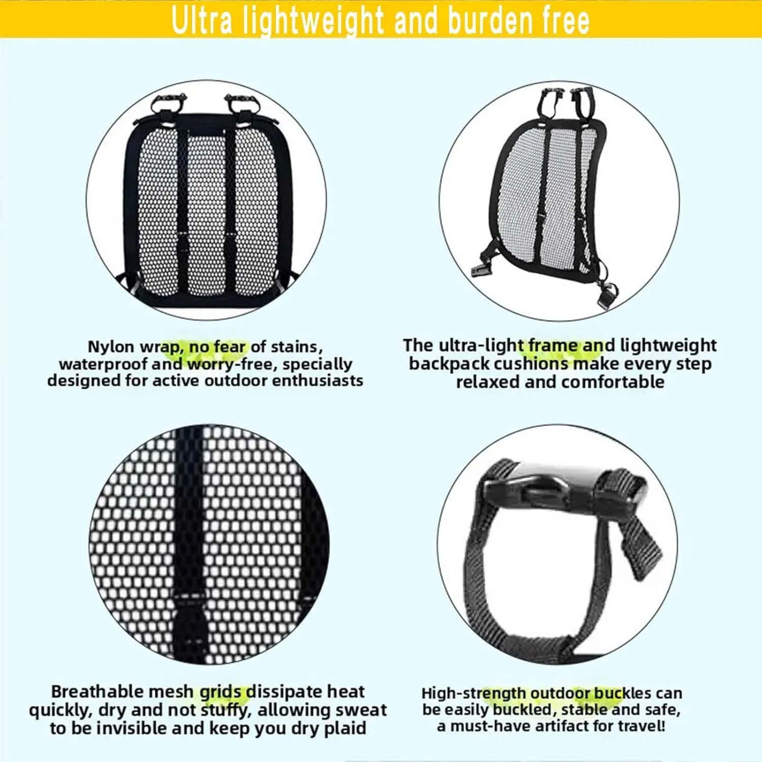 Backpack AccessoriesBackpack SpacerBiking BackpacksSupport Ventilation Frame ，The Improve Airflow and Decrease Sweat (Black one)