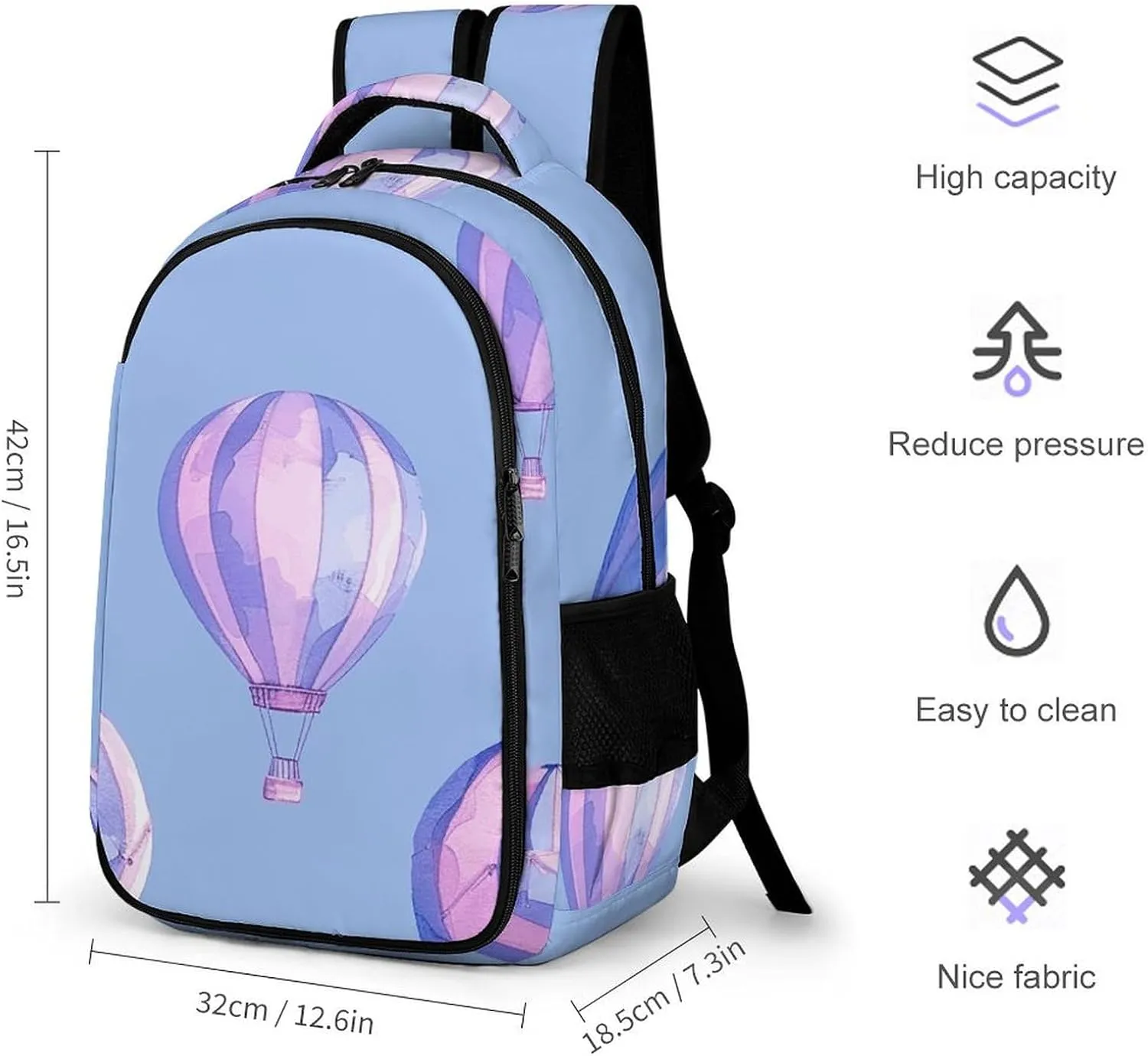 Backpack for Men Women Laptop Backpack Blue Hot Air Balloon Casual Daypack Laptop Bag for Travel