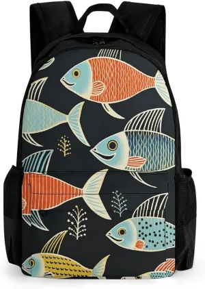 Backpack for Men Women Laptop Backpack Fish Print Pattern Casual Daypack Laptop Bag for Travel