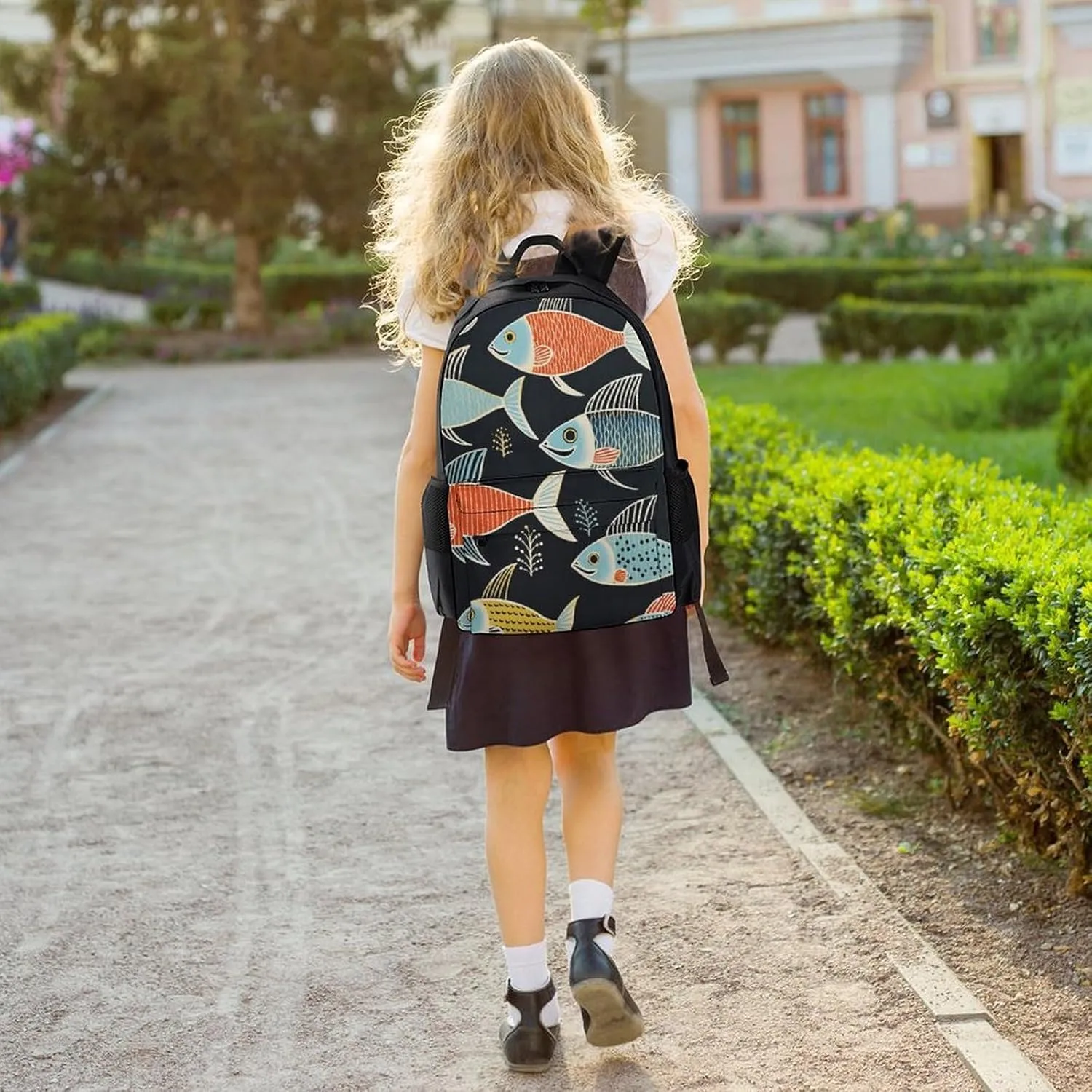 Backpack for Men Women Laptop Backpack Fish Print Pattern Casual Daypack Laptop Bag for Travel