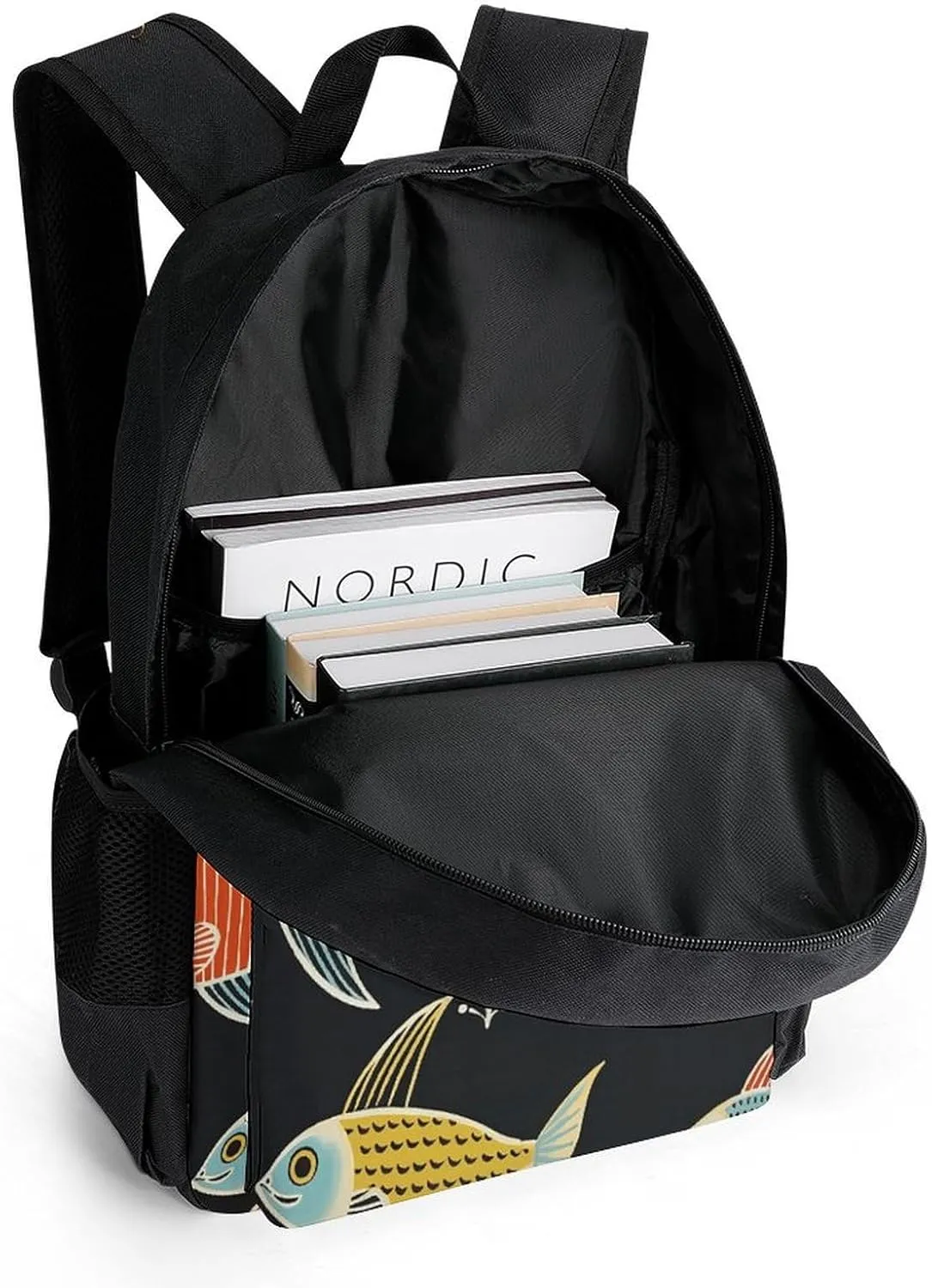 Backpack for Men Women Laptop Backpack Fish Print Pattern Casual Daypack Laptop Bag for Travel