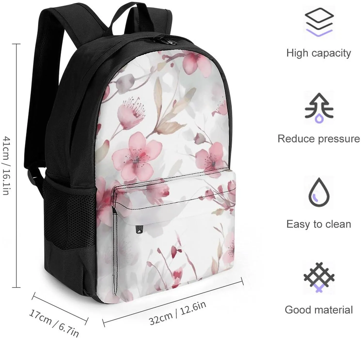 Backpack for Men Women Laptop Backpack Hand Drawn Flowers Casual Daypack Laptop Bag for Travel