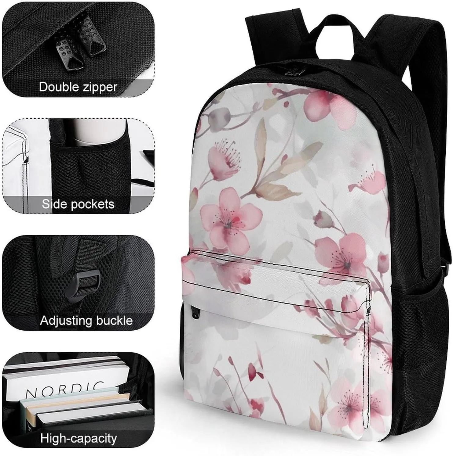 Backpack for Men Women Laptop Backpack Hand Drawn Flowers Casual Daypack Laptop Bag for Travel