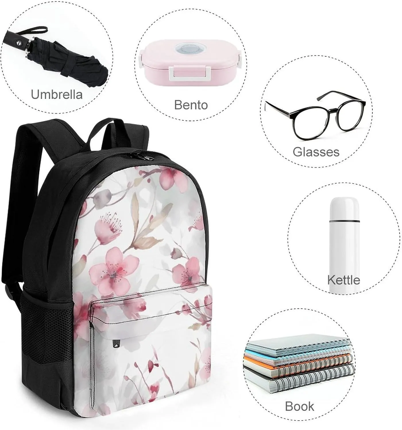 Backpack for Men Women Laptop Backpack Hand Drawn Flowers Casual Daypack Laptop Bag for Travel