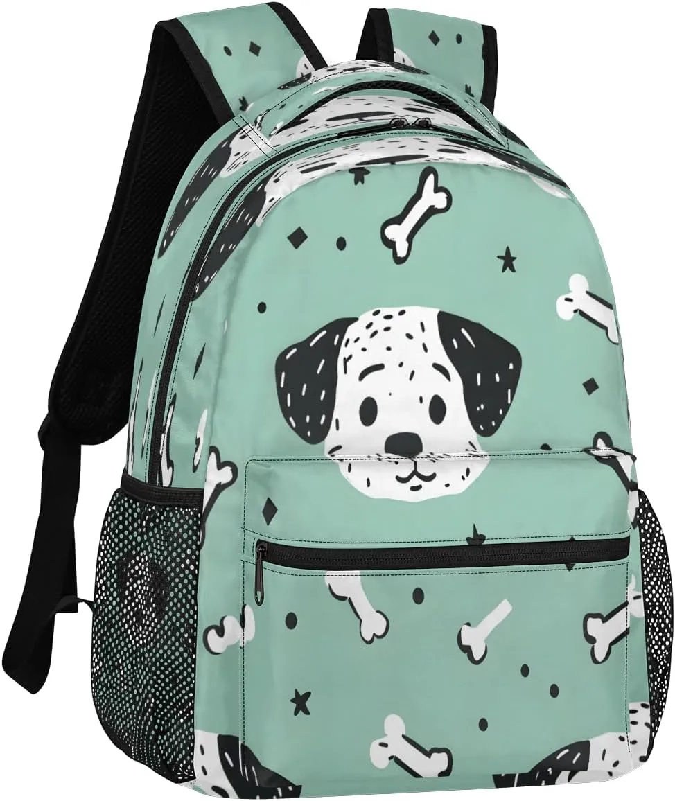 Backpack for Women Men, Waterproof Dog Casual Back Pack, Lightweight Paw Print Bones Daypack Bag for Travel Camping Work