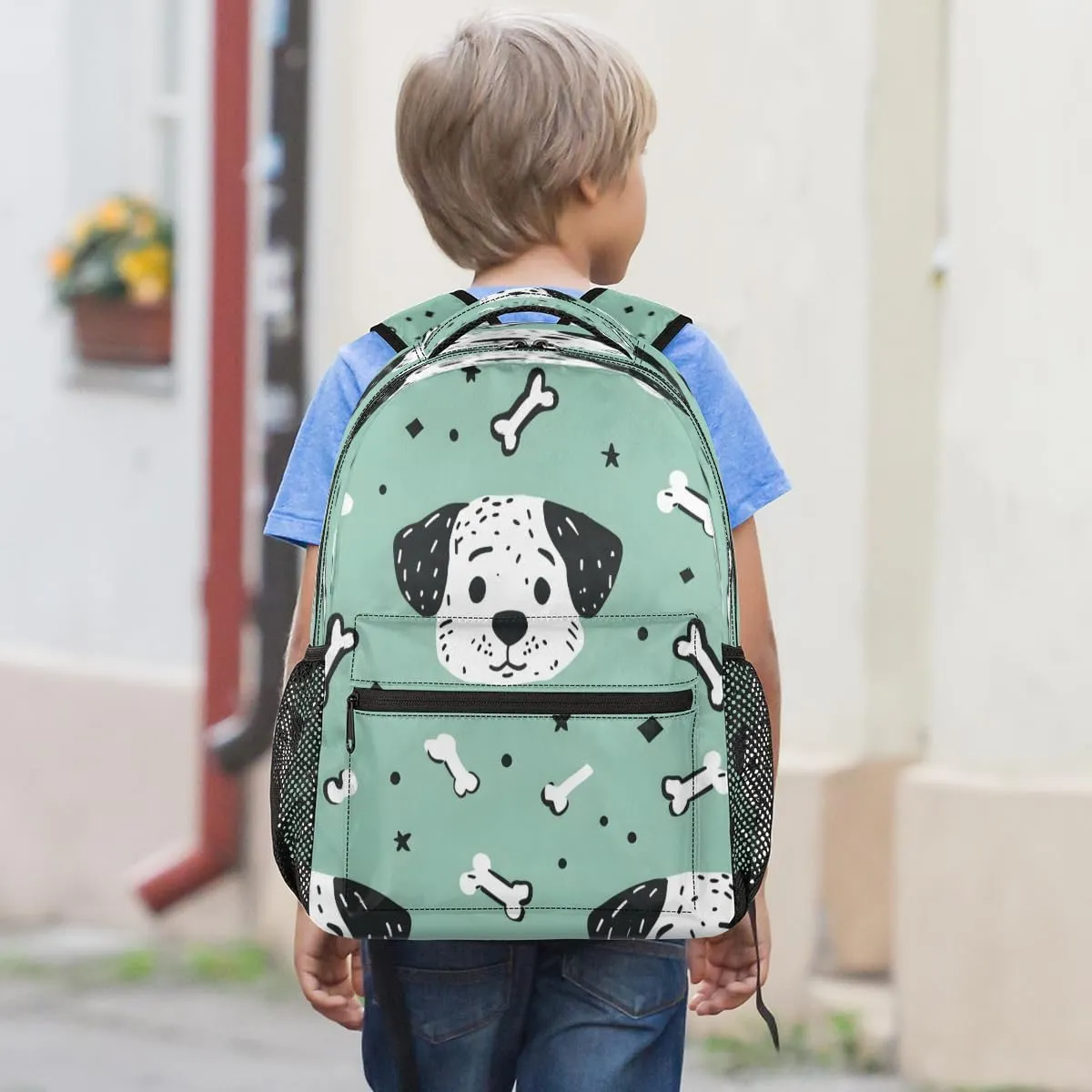Backpack for Women Men, Waterproof Dog Casual Back Pack, Lightweight Paw Print Bones Daypack Bag for Travel Camping Work