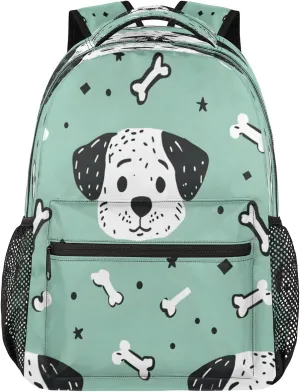 Backpack for Women Men, Waterproof Dog Casual Back Pack, Lightweight Paw Print Bones Daypack Bag for Travel Camping Work