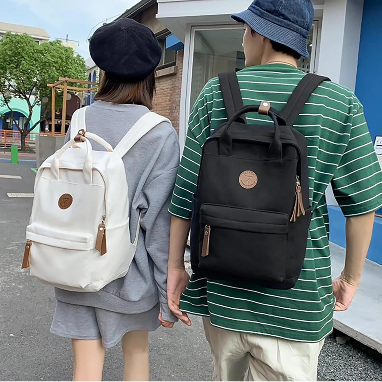 Backpack Men And Women Couples Shoulder Bag Fashion Simple Personality Large Capacity Backpack Women's (White, One Size)