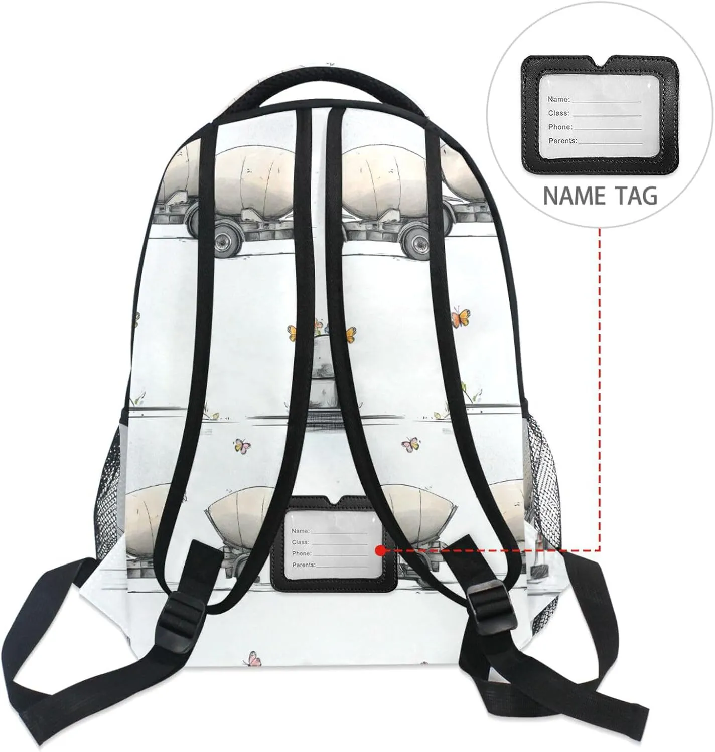 Backpacks for Men and Women Fashion Carry On Backpacks with Chest Strap for Travel Trip Cartoon Sweet Concrete Mixer Truck