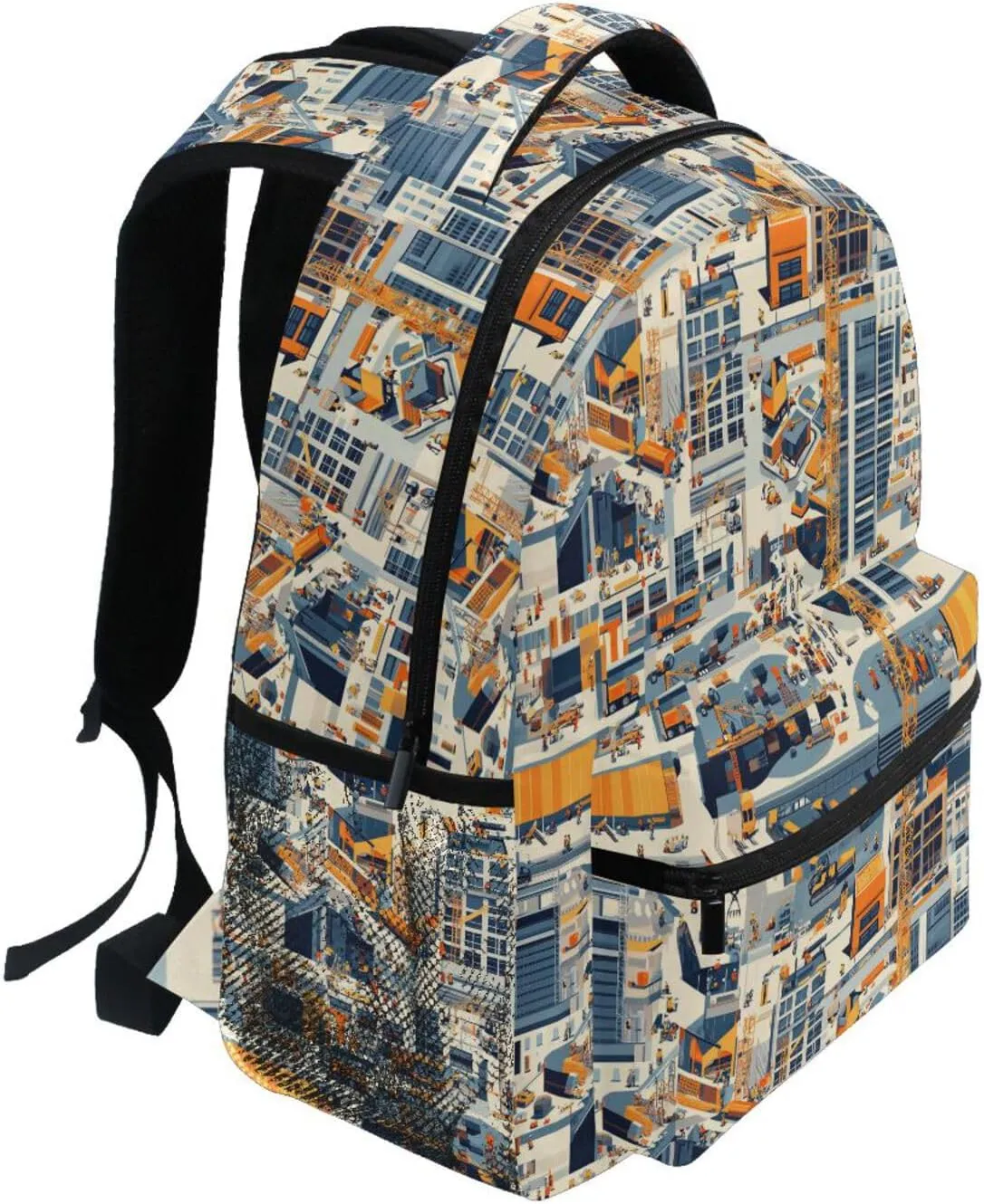 Backpacks for Teens Boys Girls Fashion Outdoor Backpack with Chest Strap Gift Men & Women Construction Scene Build Tall Buildings Bulldozer