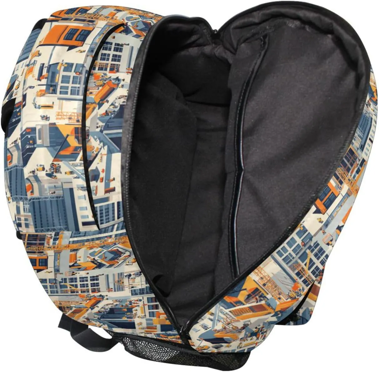 Backpacks for Teens Boys Girls Fashion Outdoor Backpack with Chest Strap Gift Men & Women Construction Scene Build Tall Buildings Bulldozer