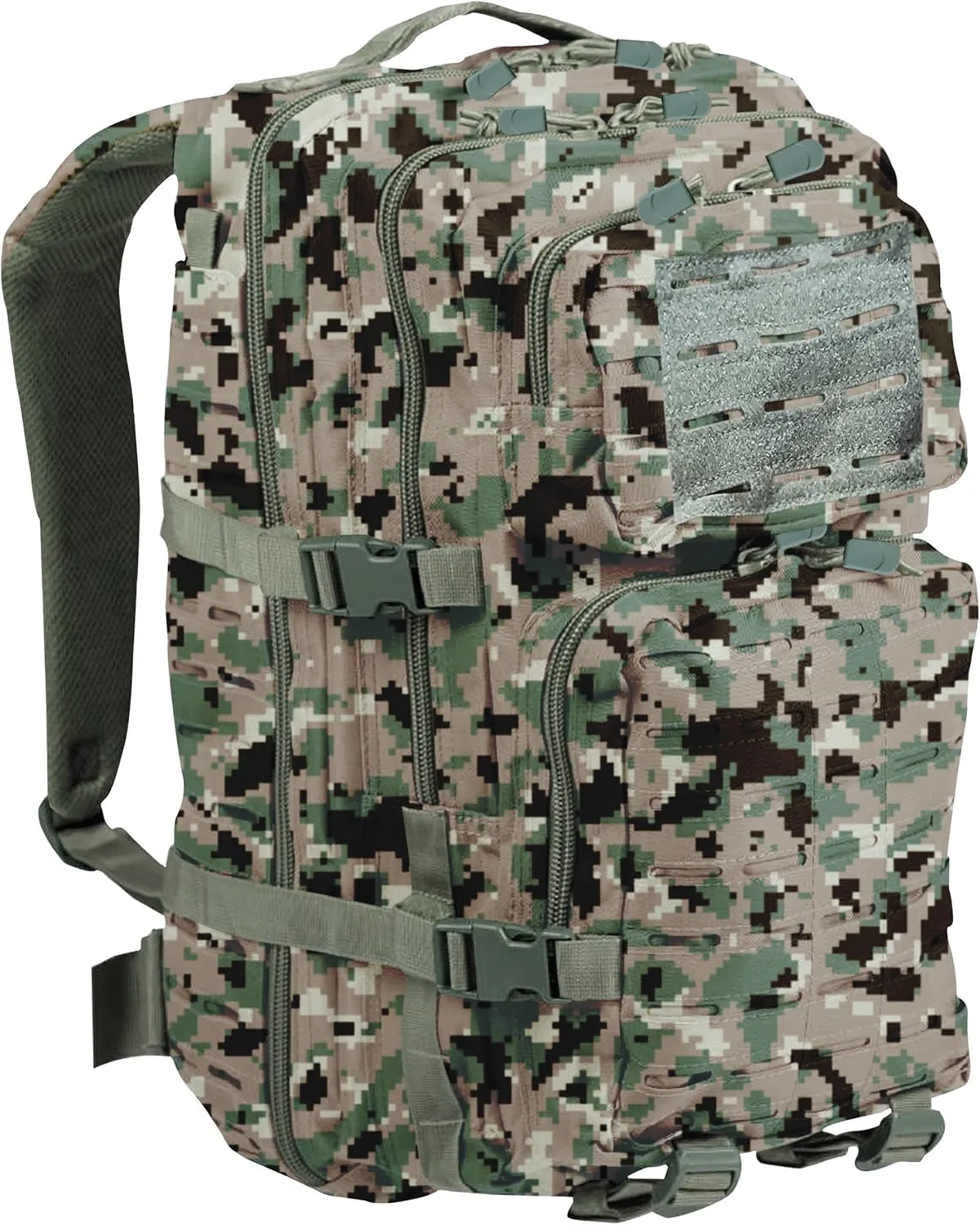 BaHoki Essentials Large Size Tactical Backpack - Military Rucksack with Molle Bags - Ventilated Mesh Adjustable Bag (Woodland Digital)
