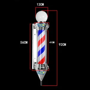Barber Pole Light Barber Pole led Light, 92cm/36.2" LED Hair Salon Barber Hairdressing Sign Light Wall-Mounted Lamp,Waterproof Rotating Illuminated Red White Blue Stripes,Save Energy