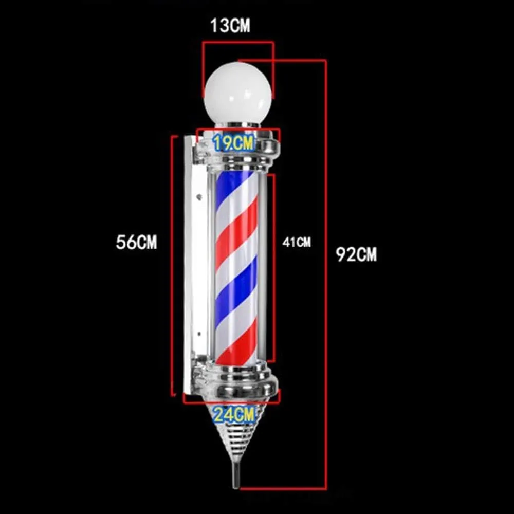 Barber Pole Light Barber Pole led Light, 92cm/36.2" LED Hair Salon Barber Hairdressing Sign Light Wall-Mounted Lamp,Waterproof Rotating Illuminated Red White Blue Stripes,Save Energy