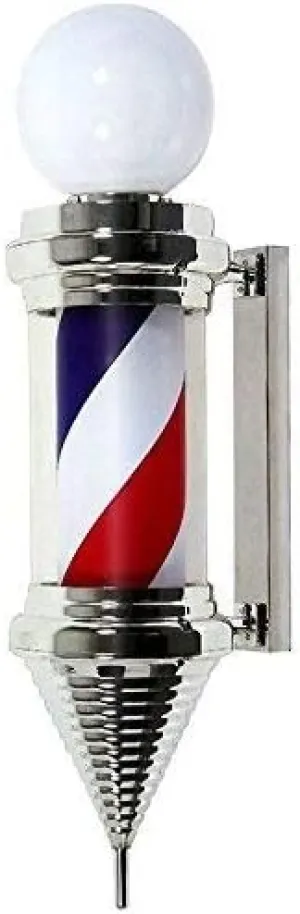 Barber Shop Pole LED Barber Pole LED Sphere Top Barber Pole Waterproof Hair Salon Shop Sign Spinning Bright Red White Blue Stripe Light Sign Wall Mountable Barber Shop Pole