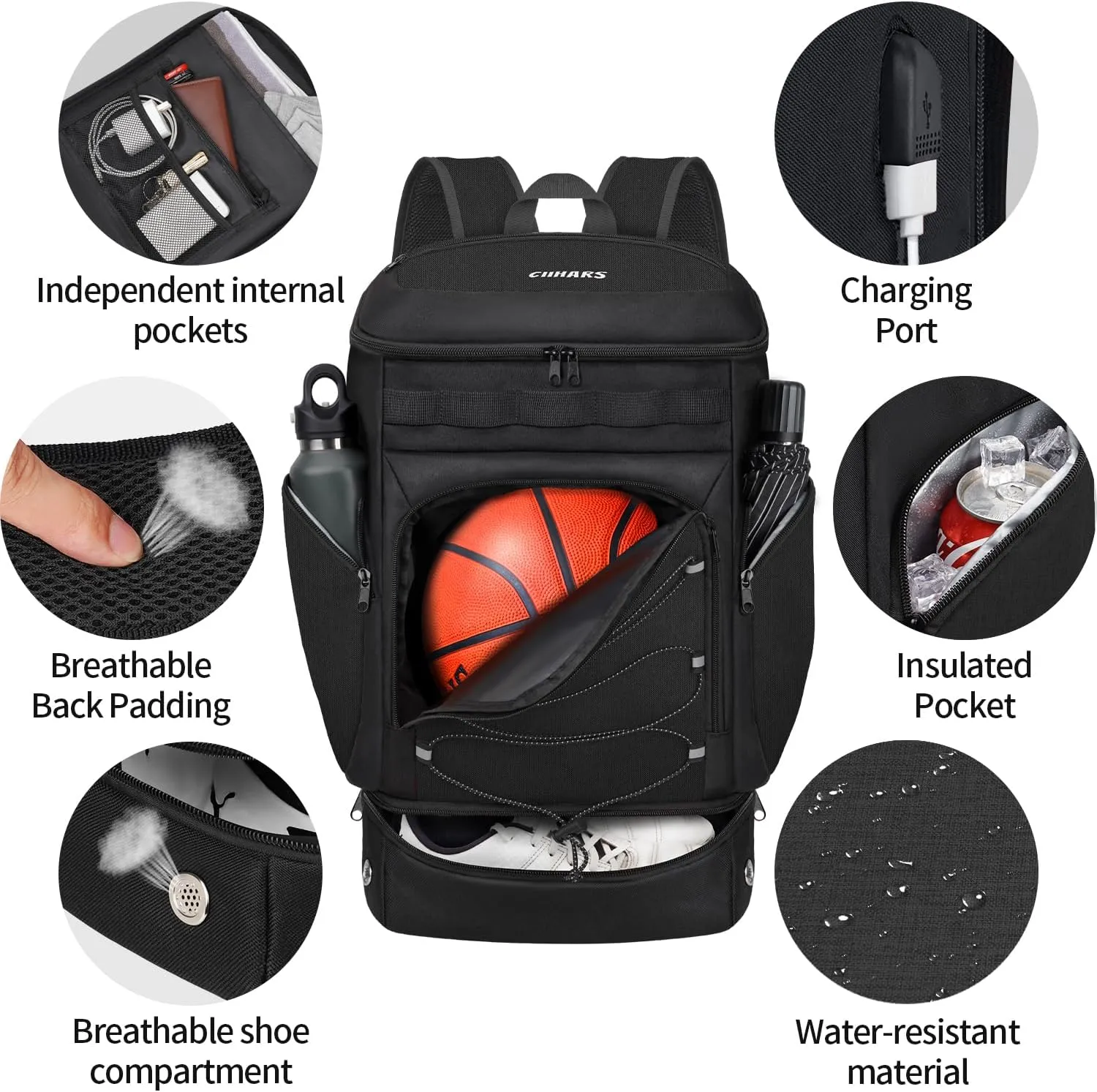 Basketball Backpack Basketball Bag Large Sports Bag with Separate Ball holder & Shoes compartment, Best for Basketball, Soccer,Volleyball,Gym