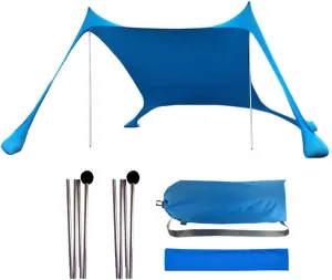 Beach Tent - Beach Canopy | Camping Sun Shelter with 2*Support Pole | Waterproof Beach Tent Sun Shelter, Easy to Setup for Outdoor, Camping, Backyard and Picnics, Camping Tent (Oxford Bag)