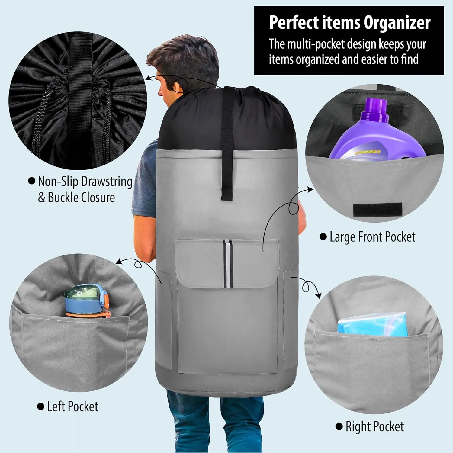 BeeGreen Laundry Backpack Bag Extra Large Heavy Duty