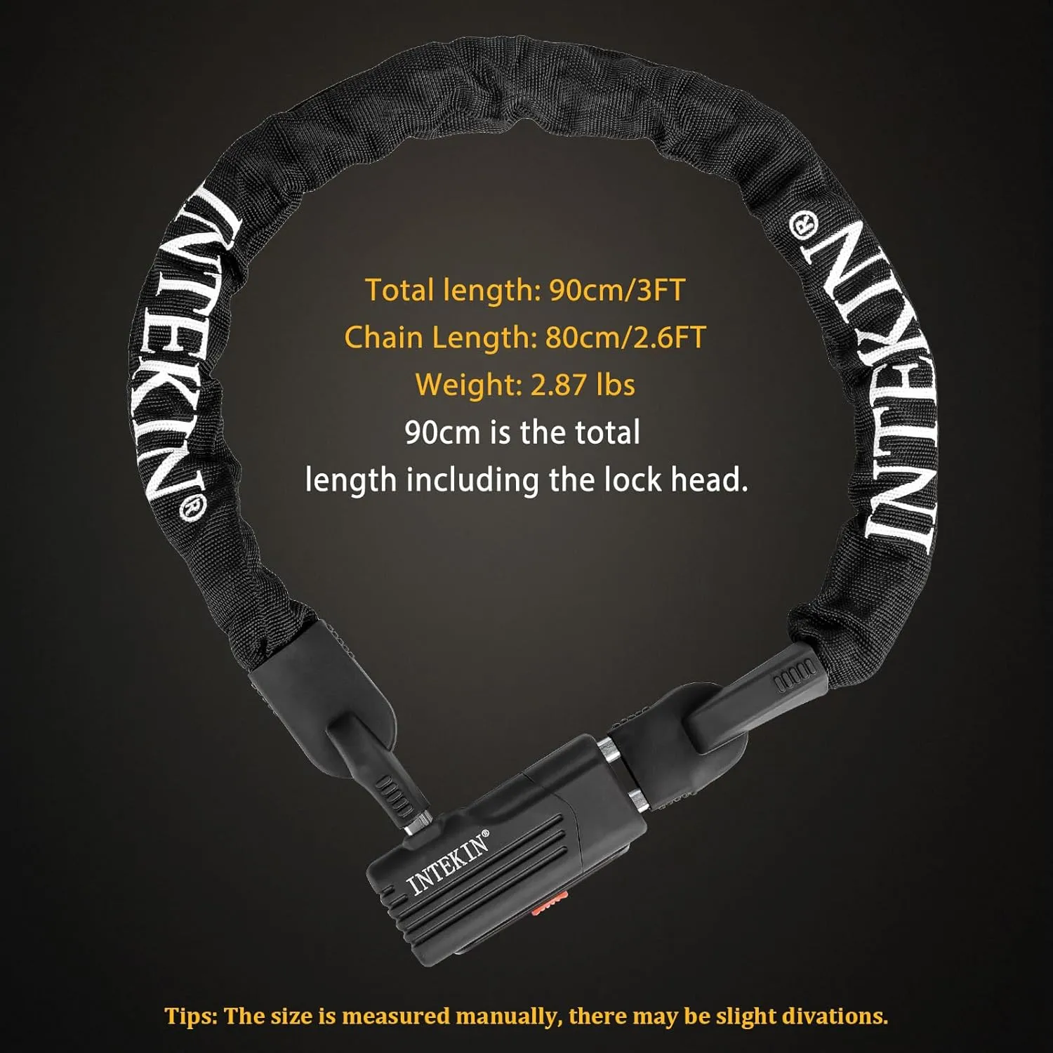 Bike Chain Lock 3FT/4FT/5FT Heavy Duty Bike Lock Anti-Theft Bicycle Chain Lock 8mm/10mm Thicker Bicycle Lock Chain Bike Lock with 3 Keys for Bike, Motorcycle