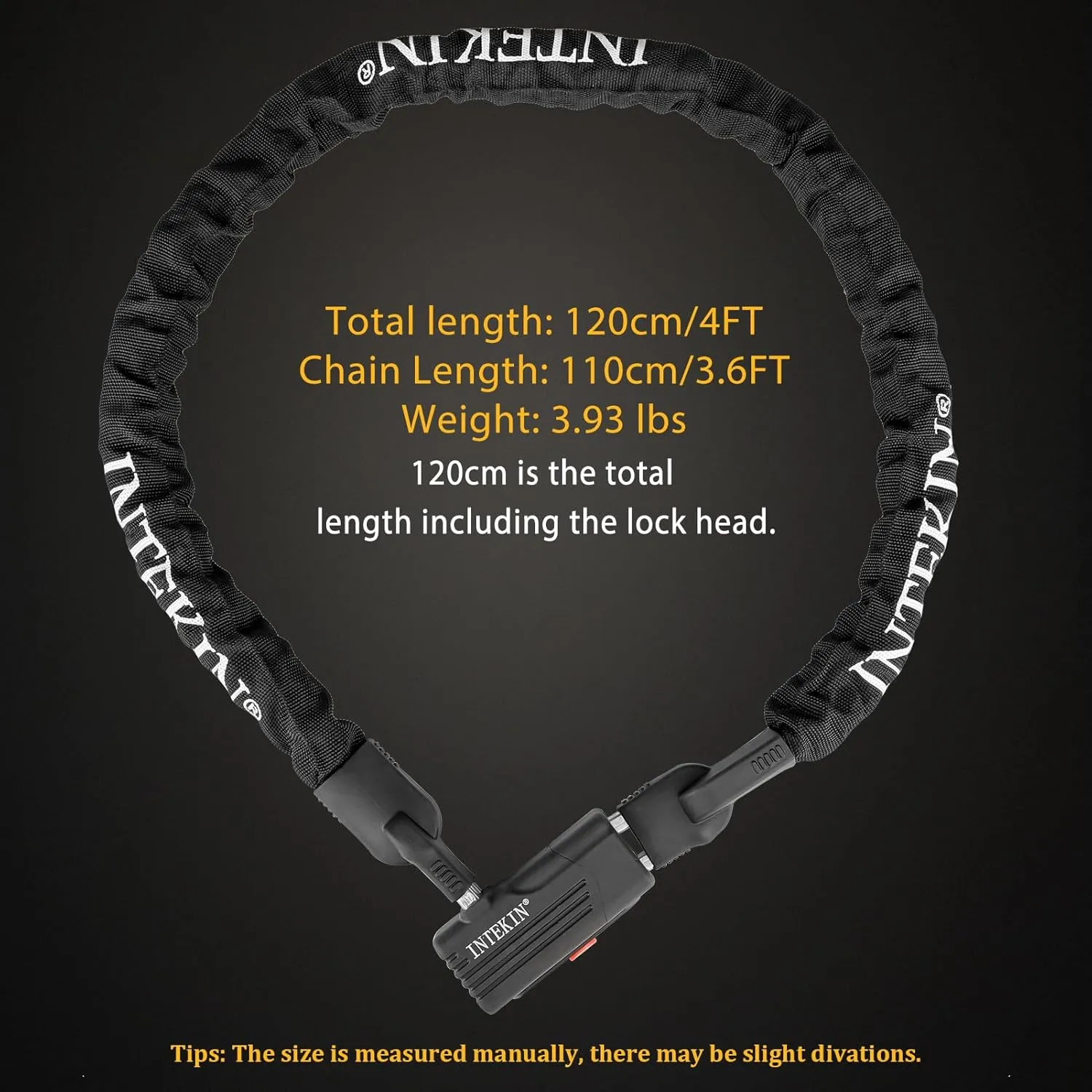 Bike Chain Lock 3FT/4FT/5FT Heavy Duty Bike Lock Anti-Theft Bicycle Chain Lock 8mm/10mm Thicker Bicycle Lock Chain Bike Lock with 3 Keys for Bike, Motorcycle