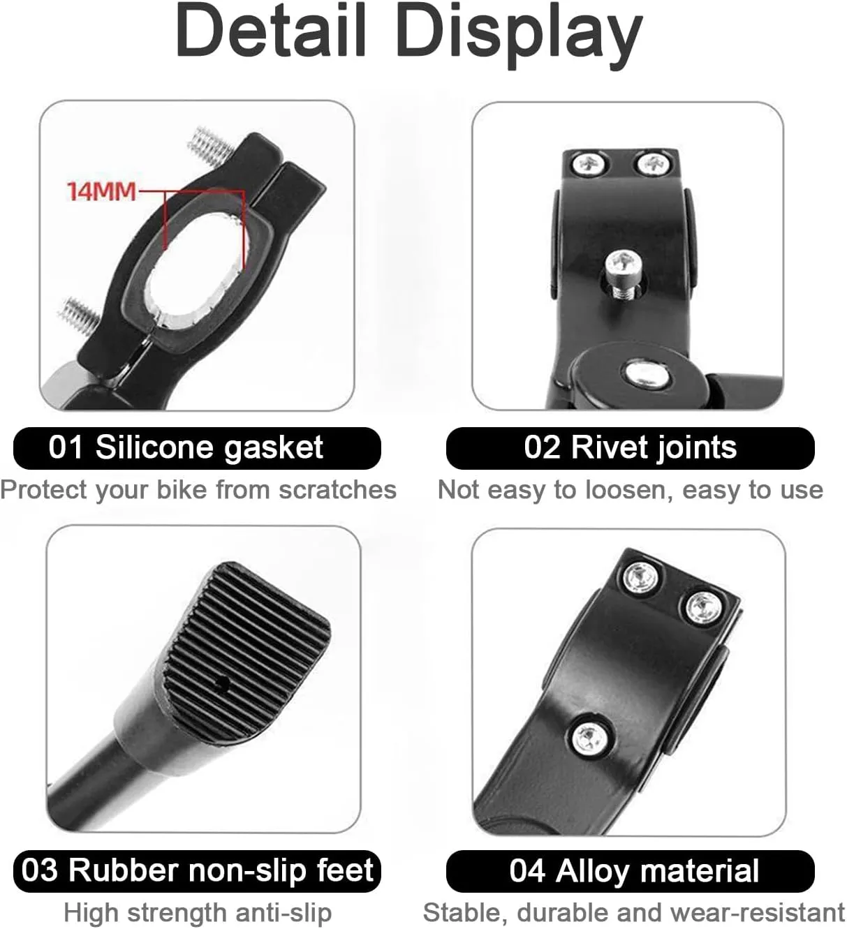 Bike Kickstand for Orbea Avant 2010, Adjustable Bicycle Kickstand, Suit Mountain Bike, Concealed Spring-Loaded Latch, Aluminum Rear Side Bicycle Stand,C