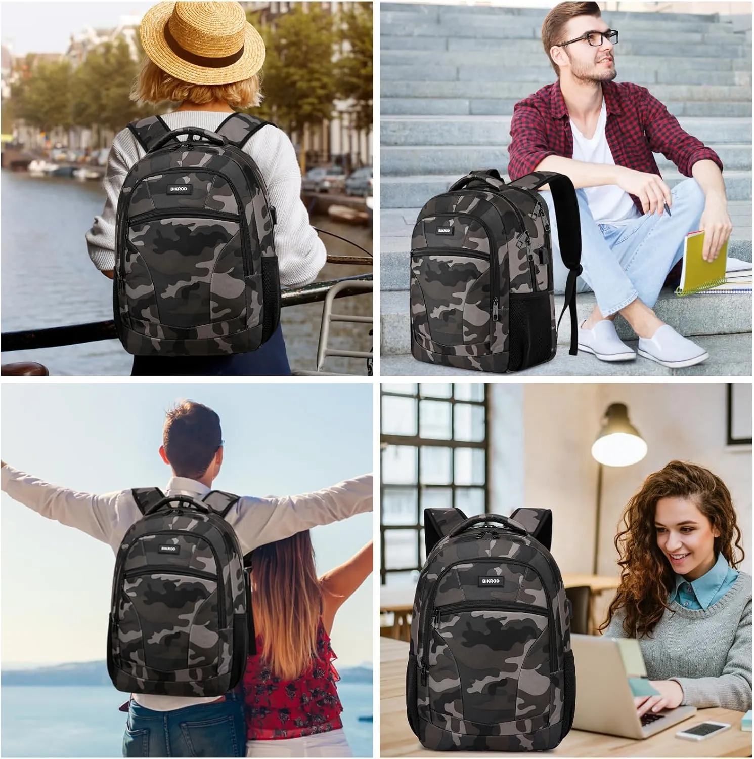 BIKROD Backpack for Boys Men, School Backpack for Teens Girls, Lightweight Casual High School Bookbag, Daily-use Travel Laptop Backpack with USB Charging Port Fits 15.6 Inch Notebook