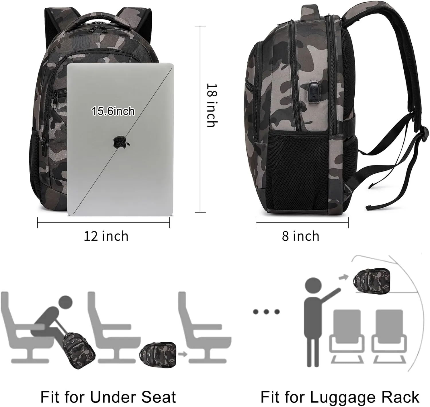 BIKROD Backpack for Boys Men, School Backpack for Teens Girls, Lightweight Casual High School Bookbag, Daily-use Travel Laptop Backpack with USB Charging Port Fits 15.6 Inch Notebook