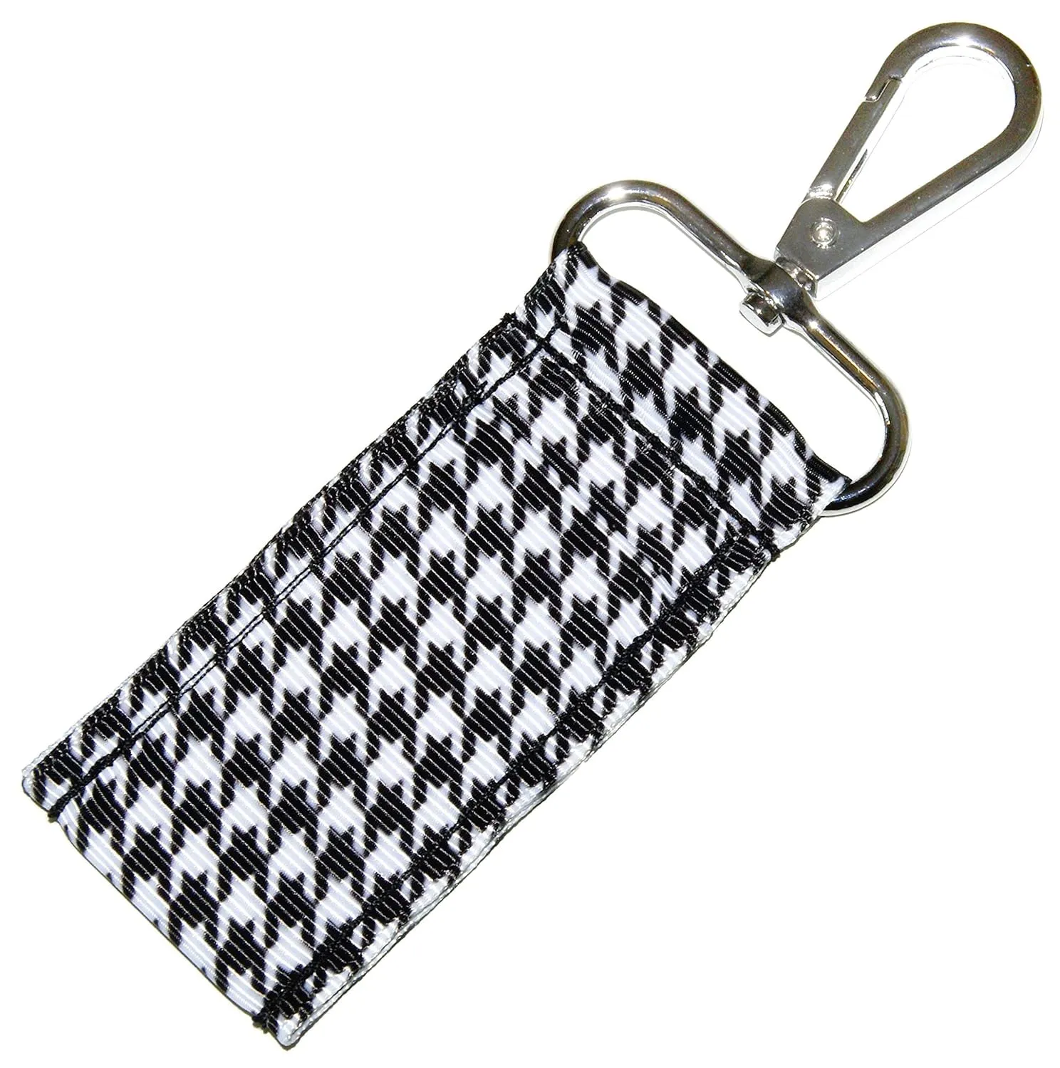 Black and White Houndstooth Check Lip Balm Holder - Holds Lip Balm or Chap Stick - Clips to Keychain, Purse, Lanyard or Backpack - Handmade by Green Acorn Kitchen