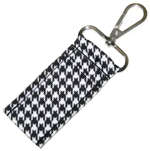 Black and White Houndstooth Check Lip Balm Holder - Holds Lip Balm or Chap Stick - Clips to Keychain, Purse, Lanyard or Backpack - Handmade by Green Acorn Kitchen