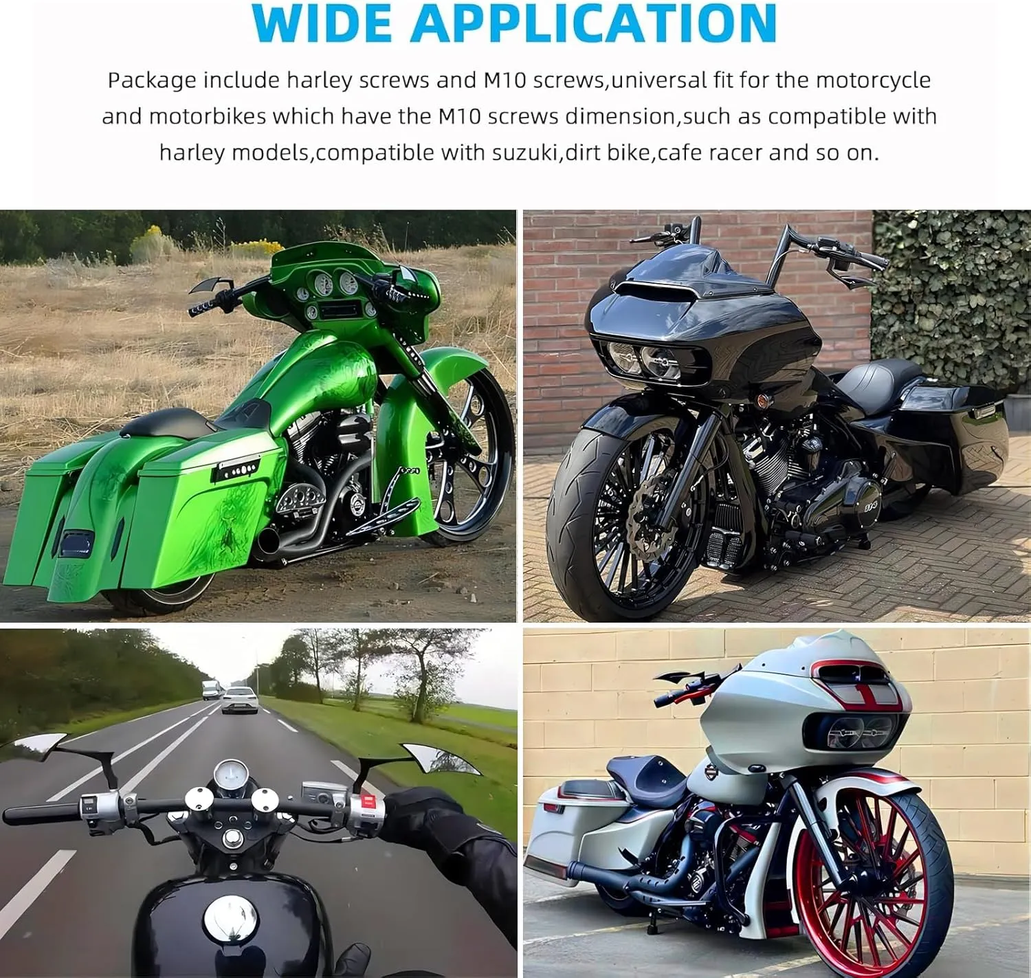 Black Bat Shape Motorcycle Mirrors,Upgrade Rearview Motorcycle Mirrors Compatible with Harley Road King Sportster Street Glide And More