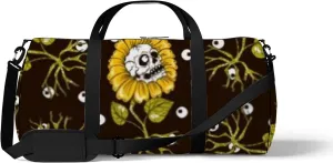 Black Black Vintage Skulls Sunflower Sports Bag Tote Bag Waterproof Gym Bag with Shoulder Strap Zipper 2 Side Pockets for Men and Women, Travel and Storage Shoulder Bag.
