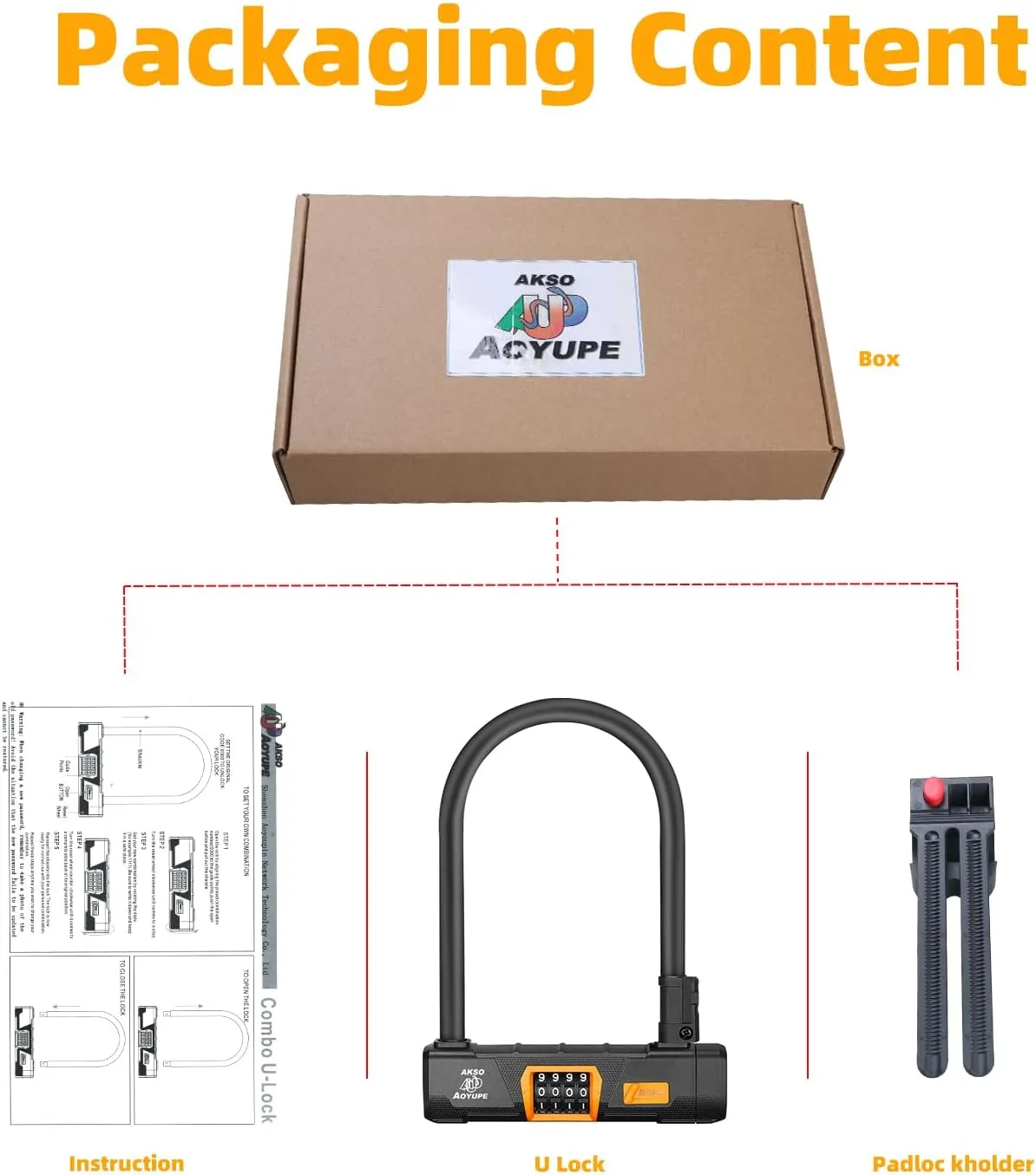 Black Silicone 4-Digit Resettable Combination Heavy Duty Anti-Theft Locks,Keyless Lock for Outdoor,U-Lock with Sturdy Mounting Bracket，for Motorcycle, Ebikes（1 Set）