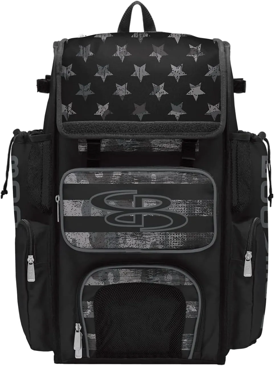 Boombah Superpack Bat Bag - Backpack Version (no wheels) - Holds 4 Bats - USA Honor Black Ops Black/Charcoal