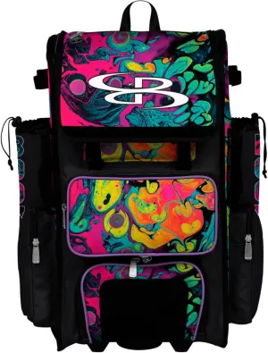 Boombah Superpack Hybrid Rolling Bat Bag - Wheeled & Backpack Version - Emulsion Multi
