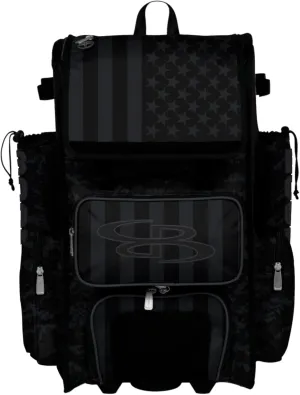 Boombah Superpack Hybrid Rolling Bat Bag - Wheeled & Backpack Version - USA Clandestine 2 Black/Charcoal