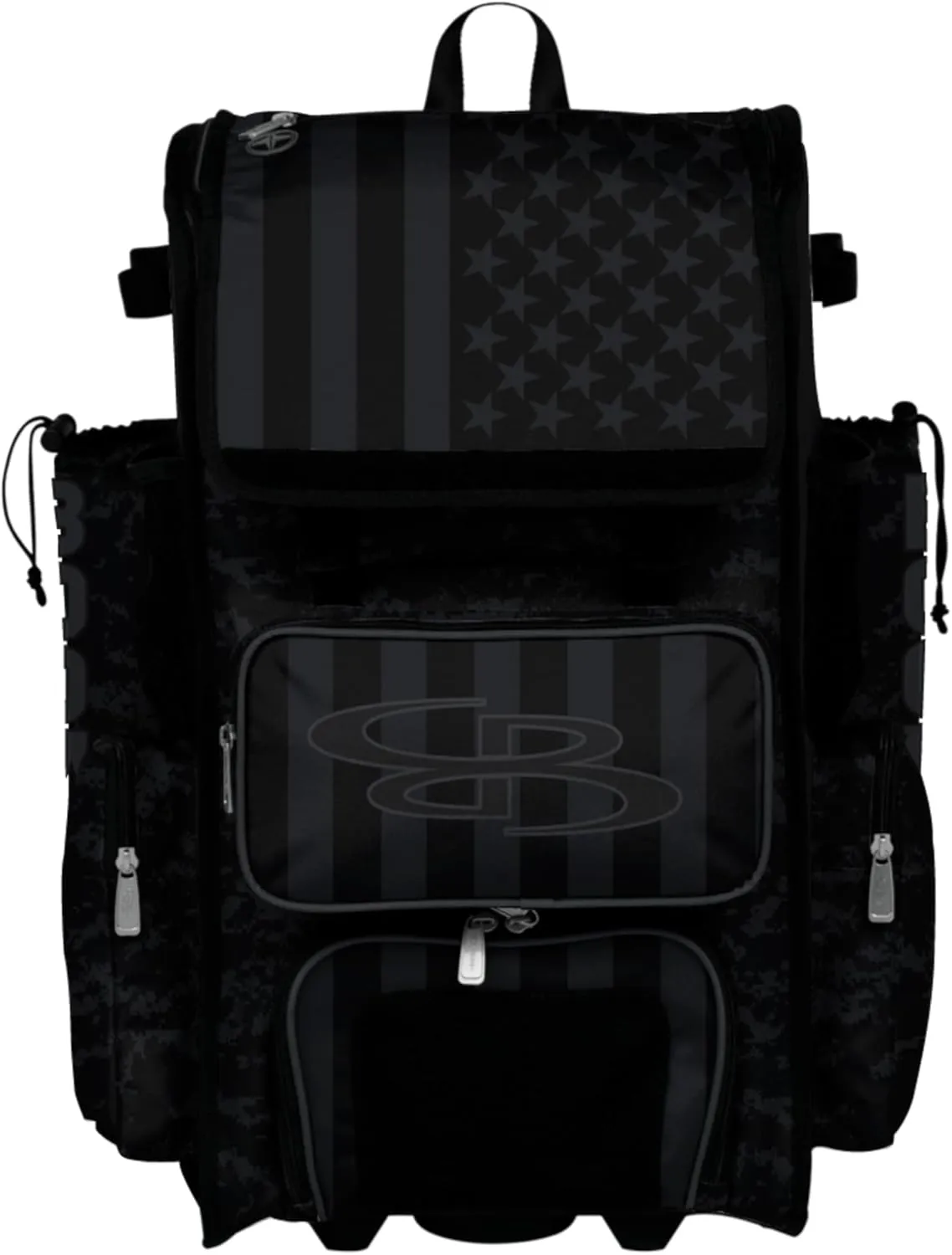 Boombah Superpack Hybrid Rolling Bat Bag - Wheeled & Backpack Version - USA Clandestine 2 Black/Charcoal