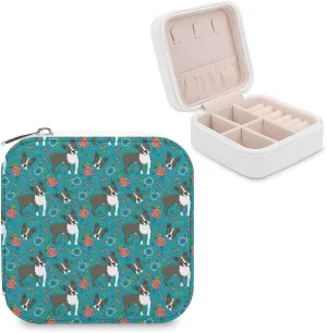Boston Terrier French Bulldog Travel Jewelry Box Organizer Display Storage Holder Case For Women Girls