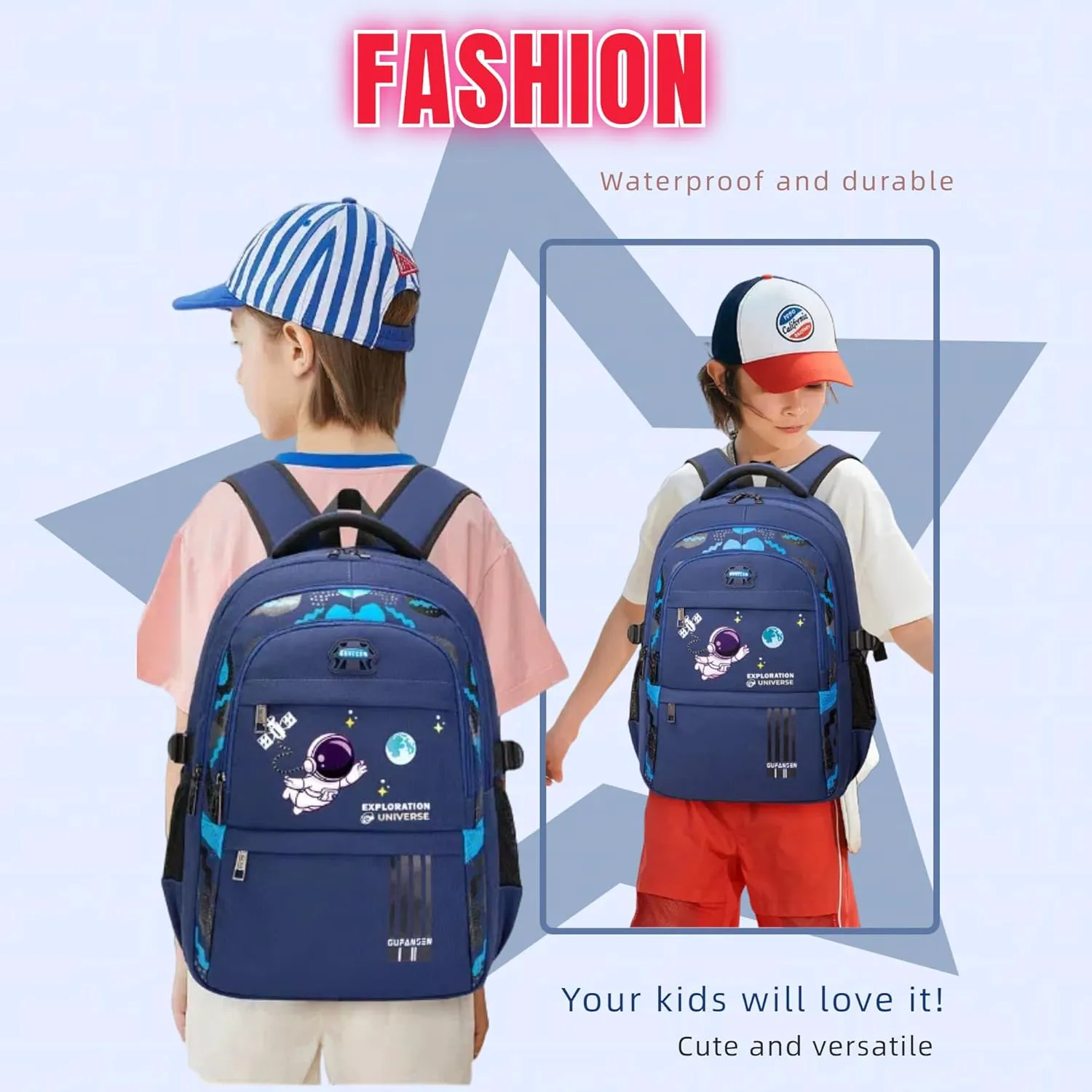 Boys Backpack Astronaut Sports Kids Backpack Space Schoolbag for Girls&Boys Elementary Student Bookbag