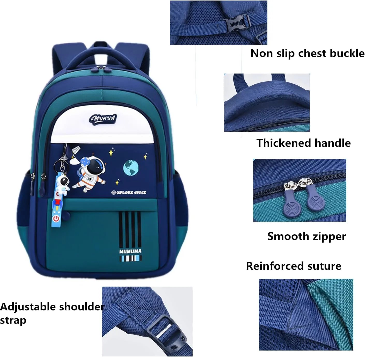Boys Backpack Astronaut Sports Kids Backpack Space Schoolbag for Girls&Boys Elementary Student Bookbag