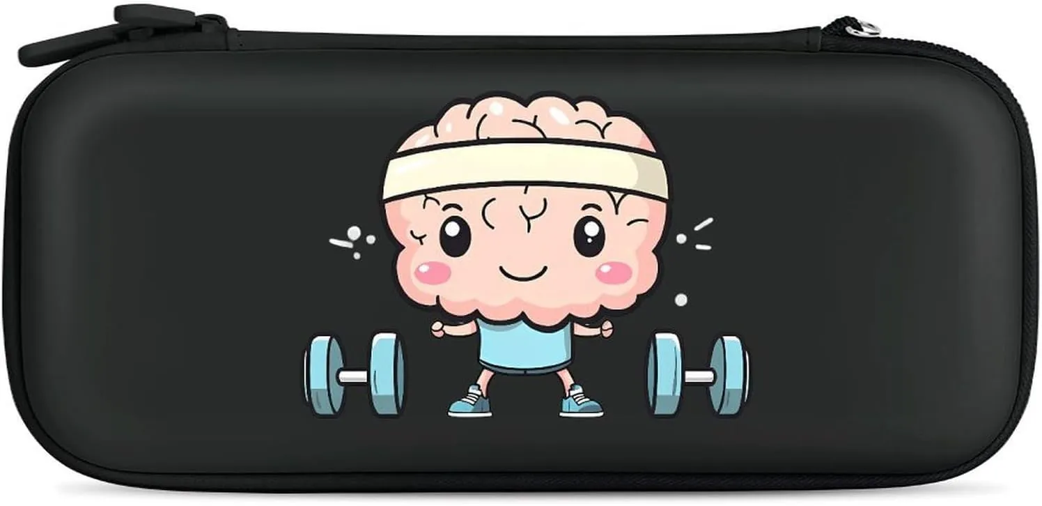 Brain Lifting Weights Compatible with Switch Carrying Case Hard Travel Game Bag Pouch with 15 Games Accessories