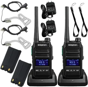 BridgeCom MV-65 Rugged Waterproof Heavy Duty Metal-Frame Walkie Talkie, VHF Long Range, Rechargable Long Lasting Battery, Crisp Clear Audio, Construction, School, Business, Retail, Hunting, Outdoor