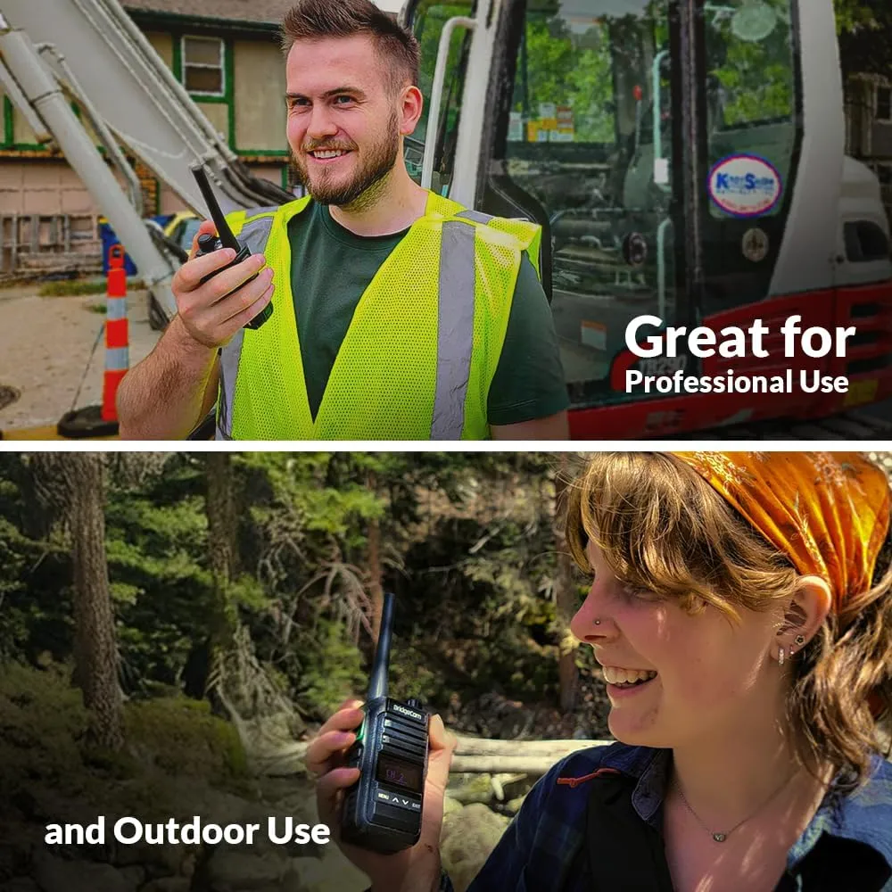 BridgeCom MV-65 Rugged Waterproof Heavy Duty Metal-Frame Walkie Talkie, VHF Long Range, Rechargable Long Lasting Battery, Crisp Clear Audio, Construction, School, Business, Retail, Hunting, Outdoor