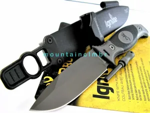 Browning Tactical Hunter Ignite Titanium Fixed Knife Flint Fire Starter 160