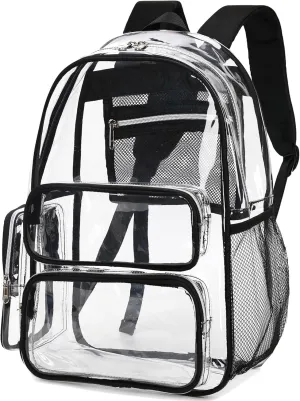 BTOOP Clear Backpack Heavy Duty Transparent Bag 17" See Through BookBag for Women Men Adults Work Festival Sports Travel