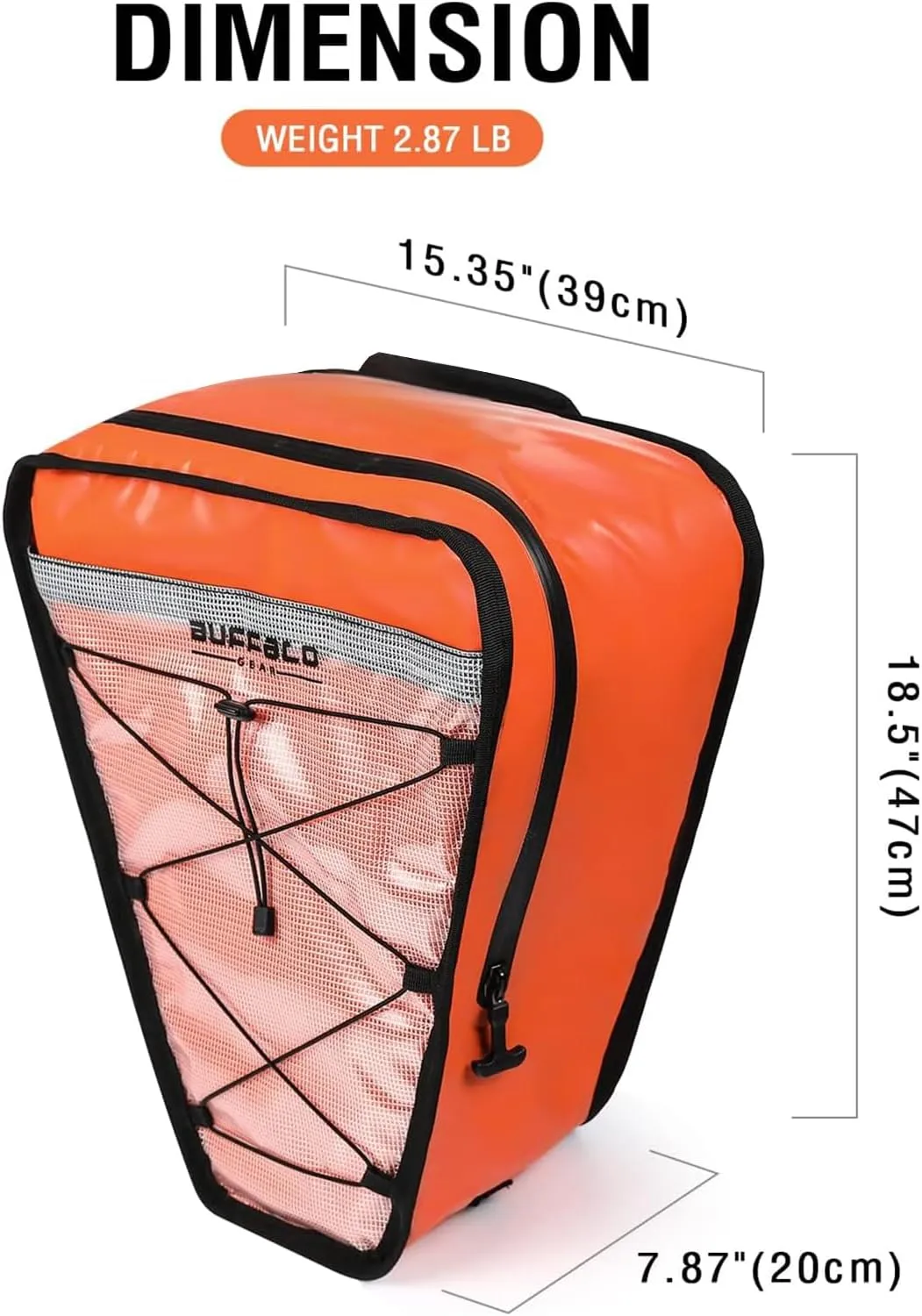 Buffalo Gear Insulated Kayak Cooler 15" x 18" Waterproof Kayak Cooler Bag with Shoulder Straps for Fishing, Kayaking-Keep Your Catch or Drinks Cold All Day